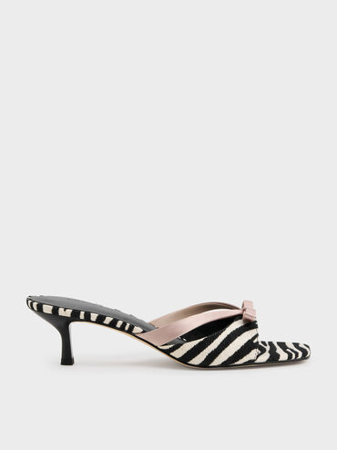 Kaleen Zebra-Print Kitten-Heel Mules, Animal Print Black, hi-res