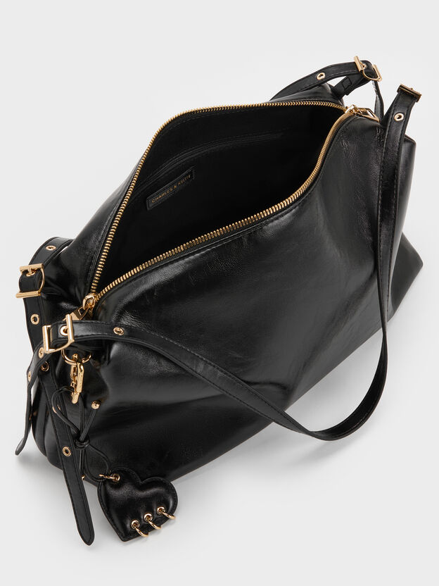 Rey Slouchy Shoulder Bag, Black, hi-res