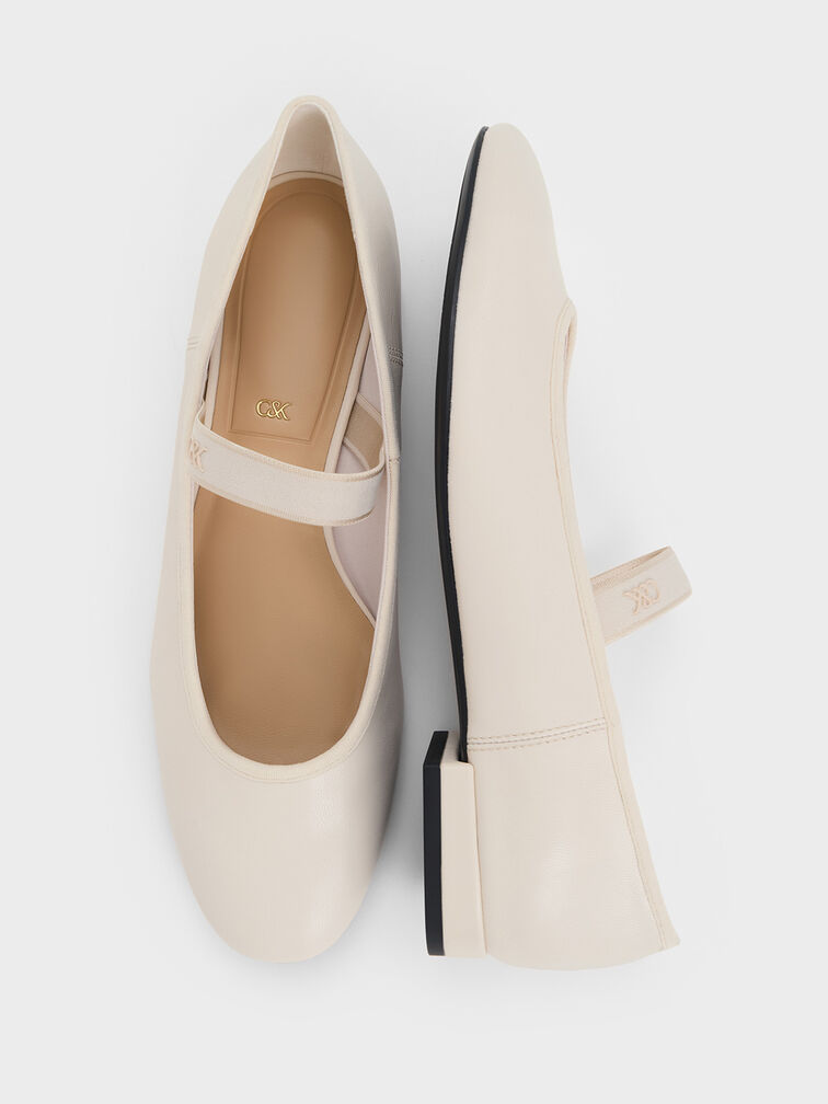 Leather Mary Jane Flats, Chalk, hi-res