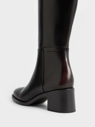 Louise Block-Heel Knee-High Boots, Dark Brown, hi-res