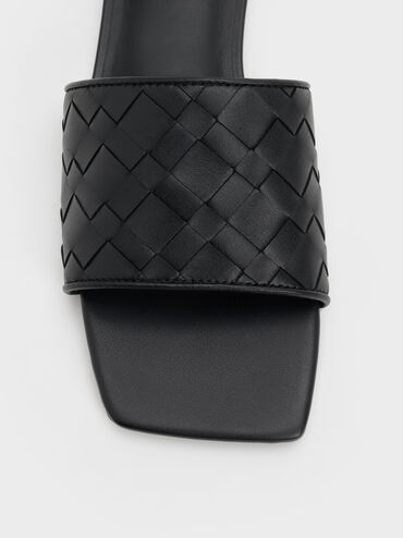 Ivette Woven Slide Sandals, Black, hi-res