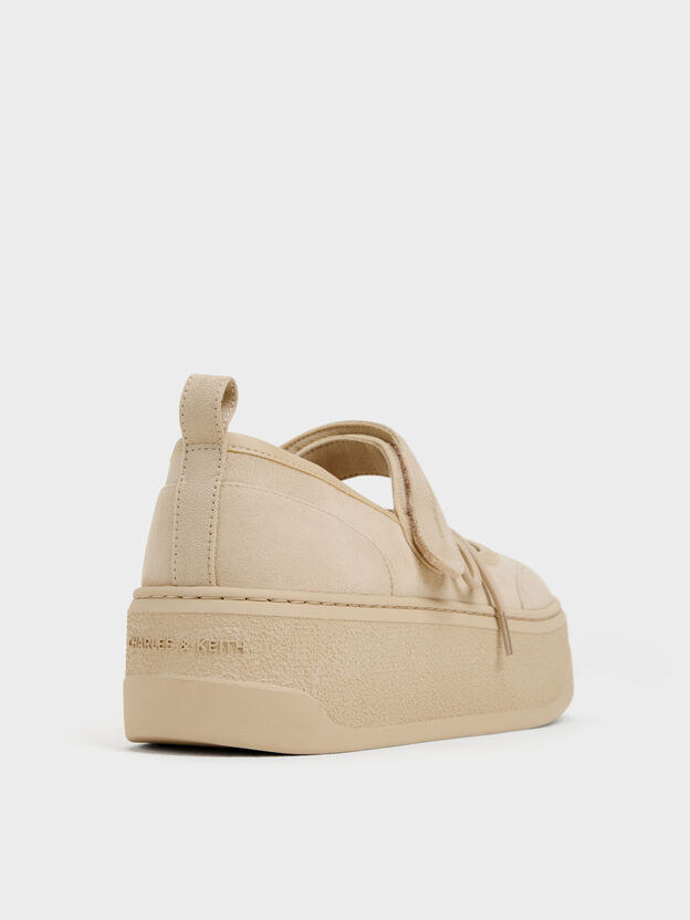 Faux Suede Mary Jane Platform Sneakers, Beige, hi-res
