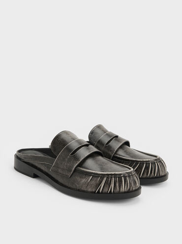 Dylan Penny Loafer Mules, Grey, hi-res