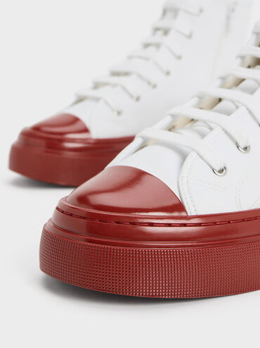 Kay Two-Tone High-Top Sneakers, Red, hi-res