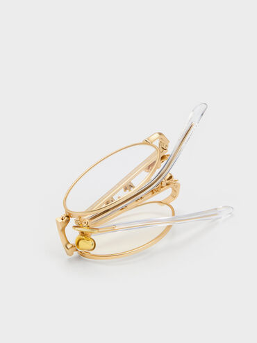 Paige Bow Crystal Clear Sunglasses, Brush Gold, hi-res