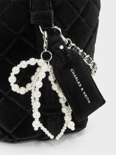Duo Velvet Quilted Chain Bucket Bag, Noir, hi-res