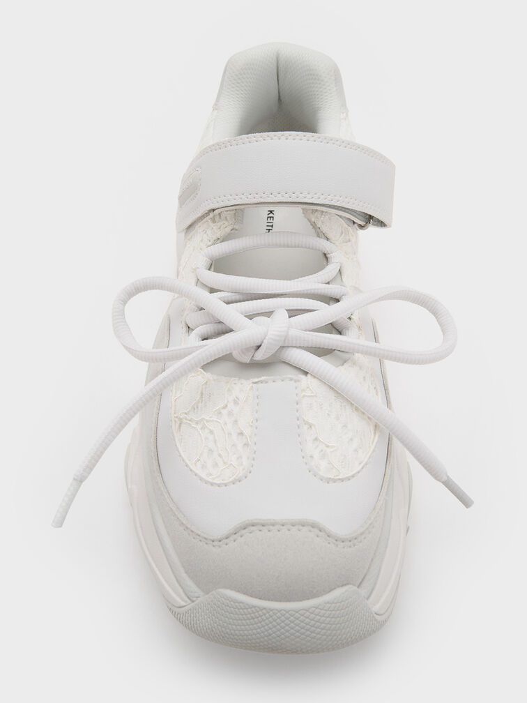 Gaskell Lace Mary Jane Sneakers, White Gaskell Lace Mary Jane Sneakers, White, hi-res