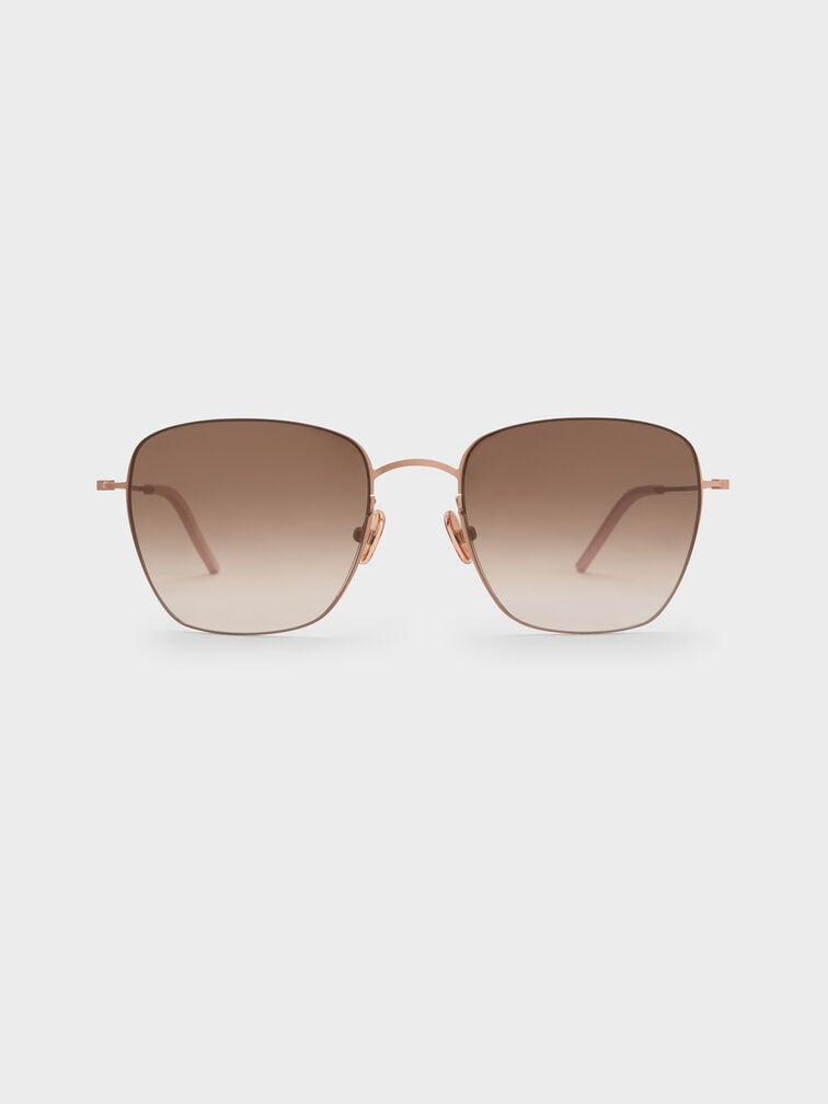 Miranda Square Sunglasses, Rose Gold, hi-res
