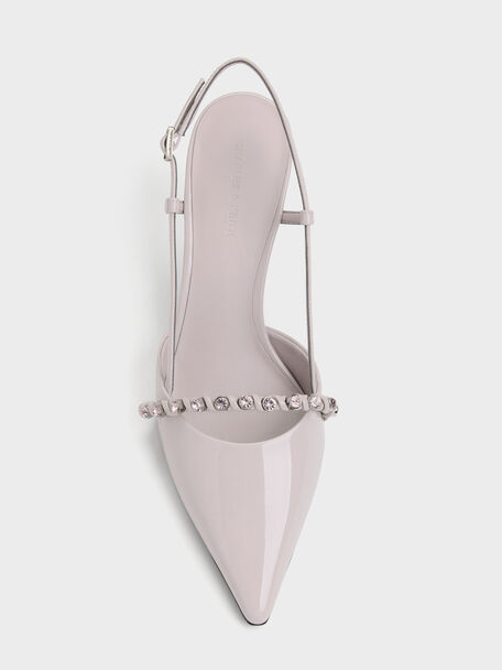 Patent Crystal Slingback Pumps, Lilac, hi-res