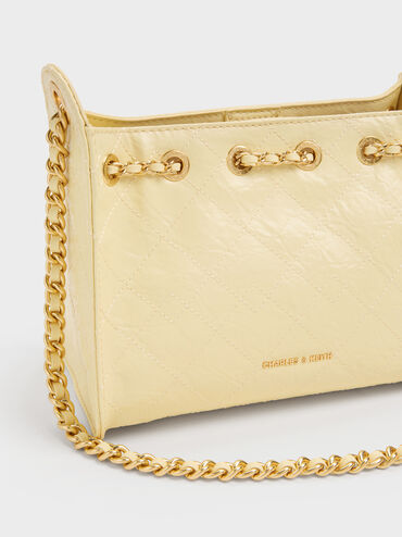 Duo Quilted Drawstring Bucket Bag, Butter Yellow, hi-res