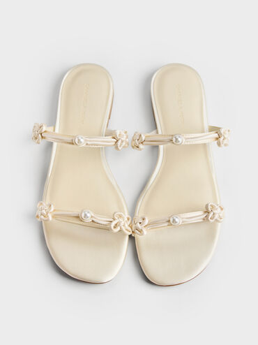 Orinda Knot-Pearl Slide Sandals, Butter, hi-res