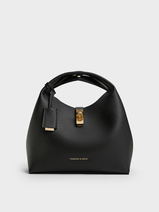 Chance Turn-Lock Bucket Bag, Black, hi-res