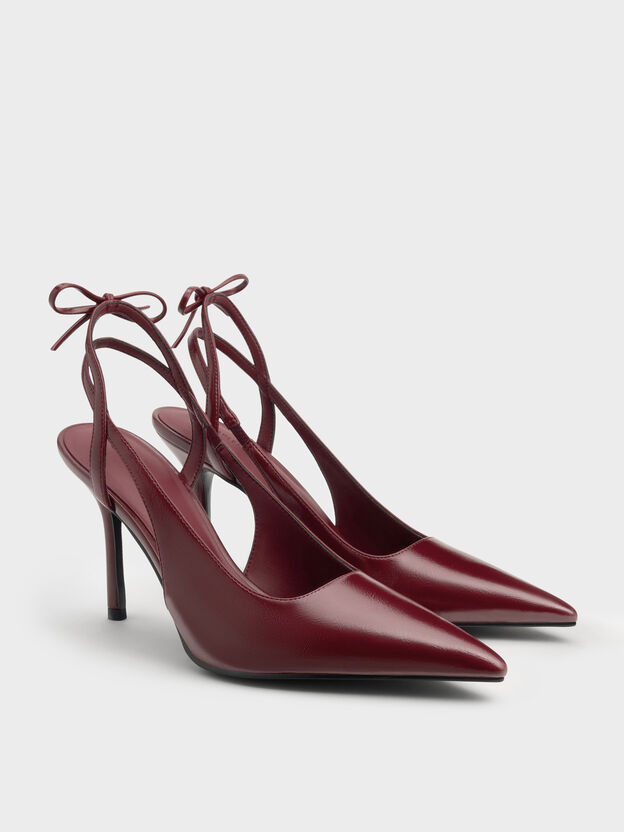 Back-Bow Slingback Pumps, Burgundy, hi-res