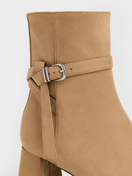Eliza Faux Suede Block-Heel Ankle Boots, Sand, hi-res