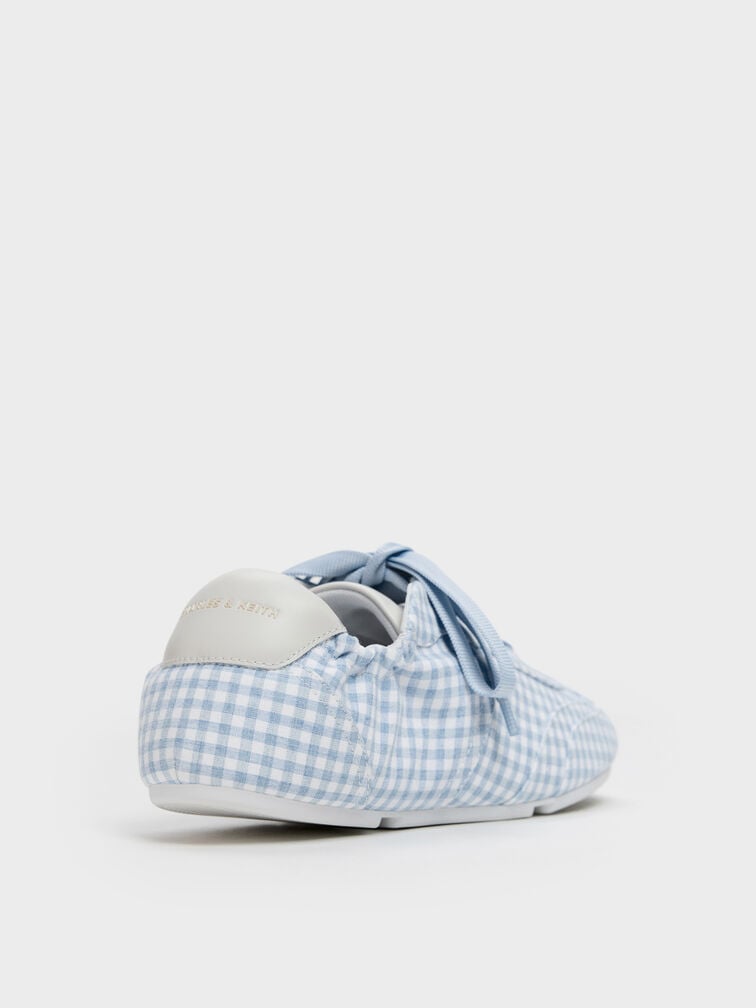 Cece Gingham Ruched Sneakers, Light Blue, hi-res
