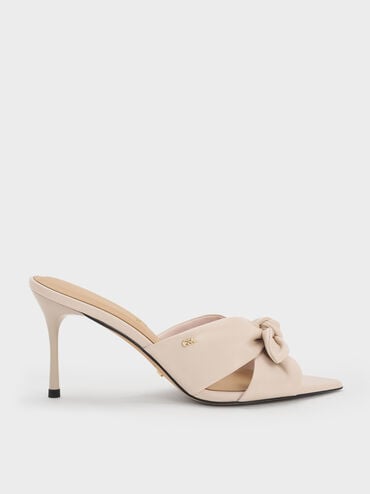 Jayce Leather Stiletto Mules, Oat, hi-res