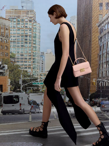 Alva Quilted Top Handle Bag, Light Pink, hi-res