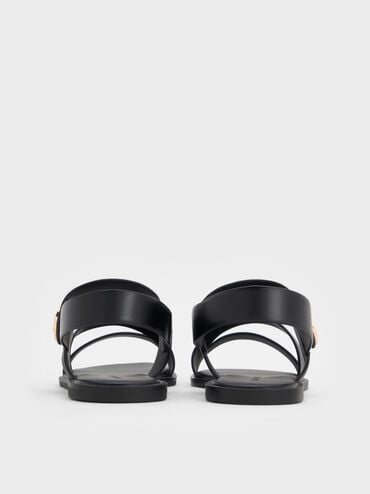 Yara Turn Lock Strappy Sandals, Black, hi-res