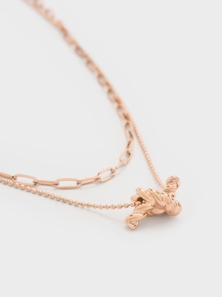 Sable Rope-Knot Double-Chain Necklace, Rose Gold, hi-res