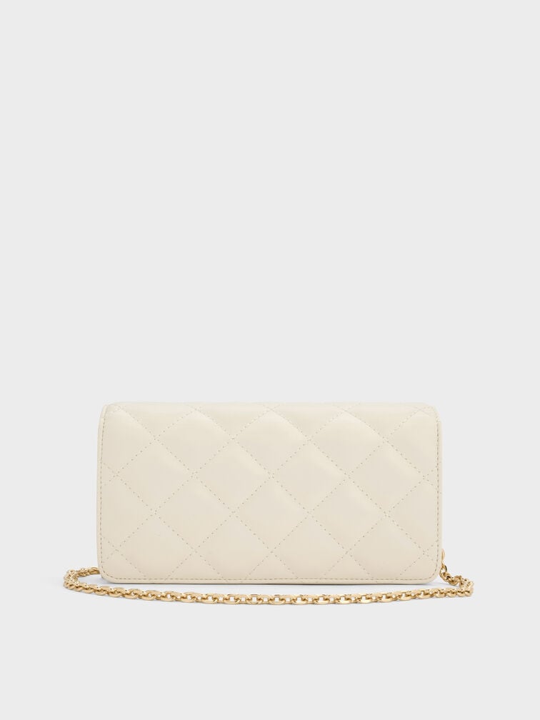 Arrietty Quilted Wallet On Chain, Cream, hi-res
