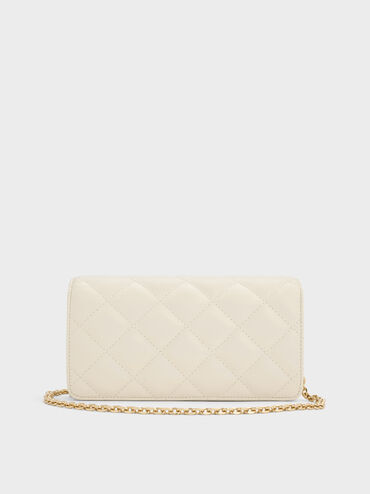 Arrietty Quilted Wallet On Chain, Cream, hi-res