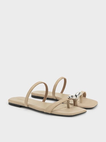 Raina Faux Suede Toe-Ring Sandals, Taupe, hi-res