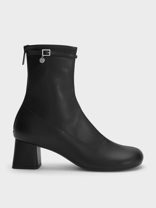 Belted Block-Heel Ankle Boots, Black, hi-res