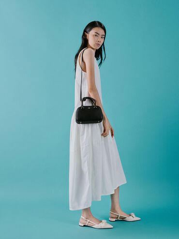 Leather Bowling Bag, Black, hi-res