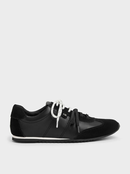 Jace Leather & Suede Sneakers, Black, hi-res