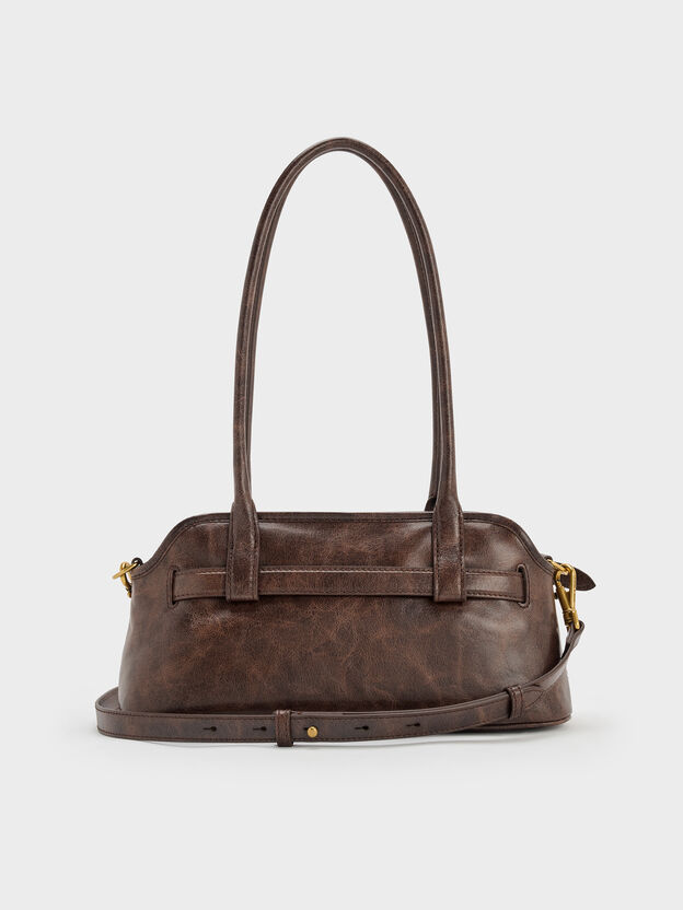 Victoria Studded Belted Shoulder Bag, Distressed Coffee, hi-res