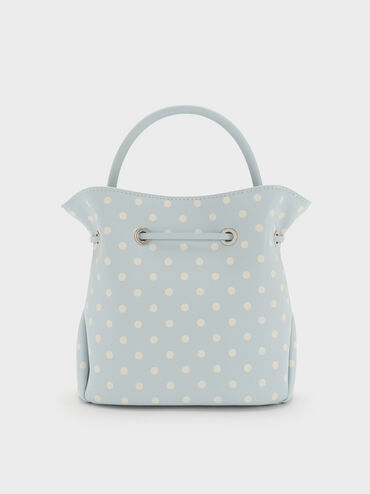 Hazel Polka-Dot Bow Bucket Bag, Sea Salt Blue, hi-res