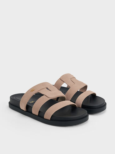 Petina Suede Flatform Sandals, Taupe, hi-res