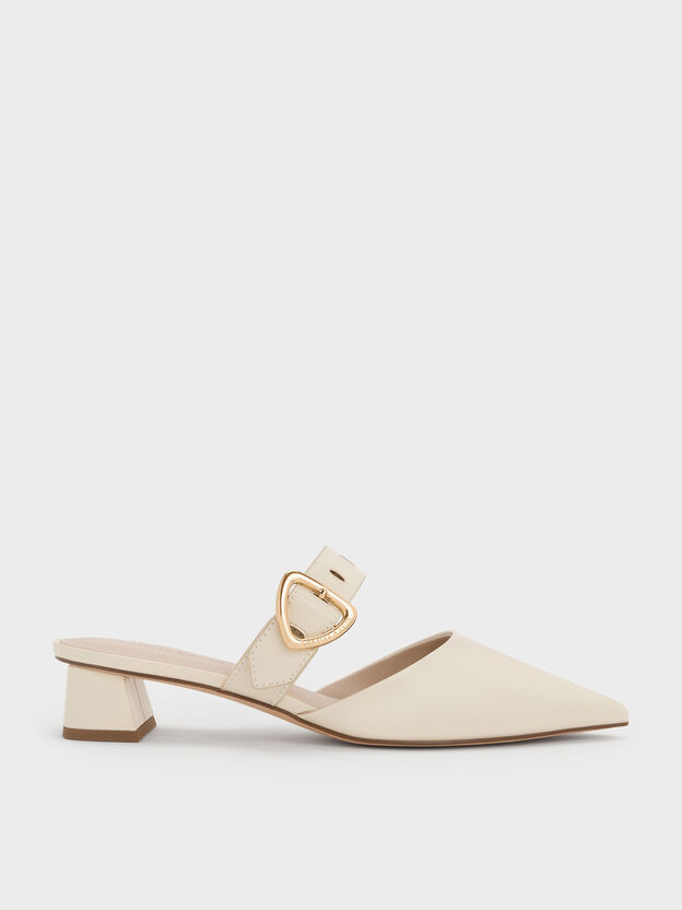 Sepphe Buckle-Strap Heeled Mules, Cream, hi-res