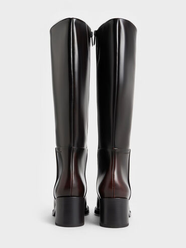 Louise Block-Heel Knee-High Boots, Dark Brown, hi-res