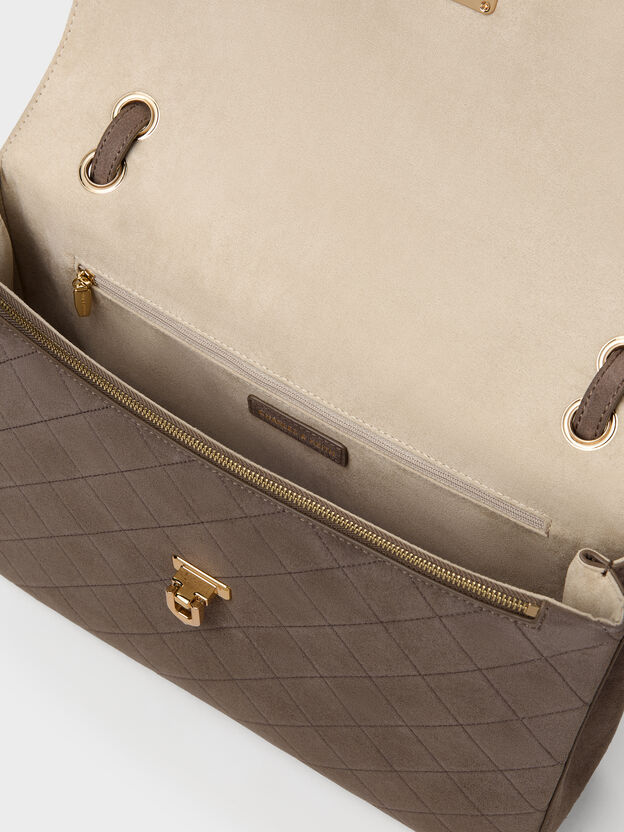 Connie Quilted Shoulder Bag, Stone Grey, hi-res