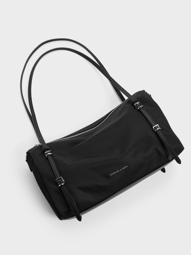 Levy Nylon Shoulder Bag, Noir, hi-res