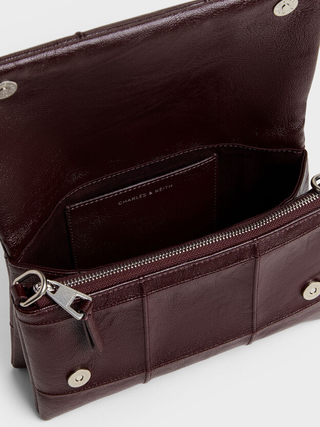 Delfina Quilted Wallet On Chain, Wineberry Red, hi-res