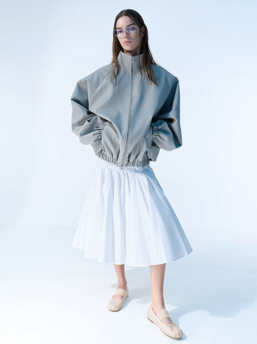 Winona Bow Furry-Strap Mary Jane Flats, Chalk, hi-res