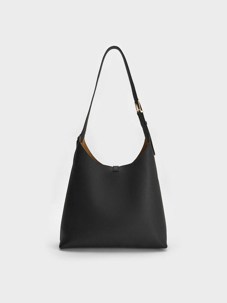 Chance Turn-Lock Hobo Bag, Black, hi-res