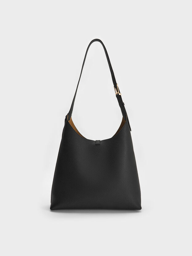 Chance Turn-Lock Hobo Bag, Black, hi-res