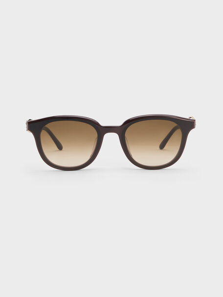 Roux Crystal Square Sunglasses, Espresso Brown, hi-res