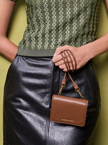 Lyla Knotted-Strap Wallet, Chocolate, hi-res