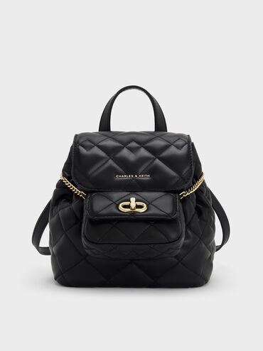 Aubrielle Quilted Backpack, Black, hi-res