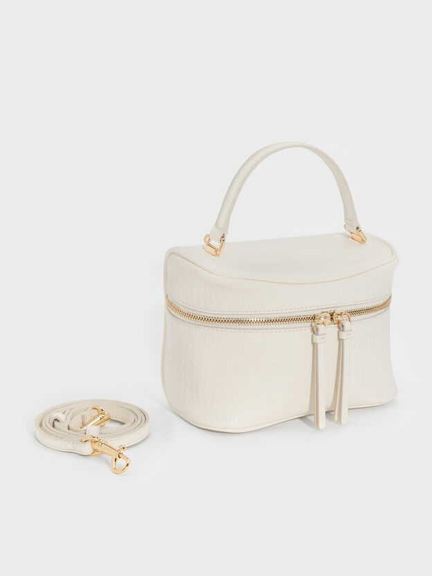 Pansy Croc-Effect Vanity Bag, Cream, hi-res