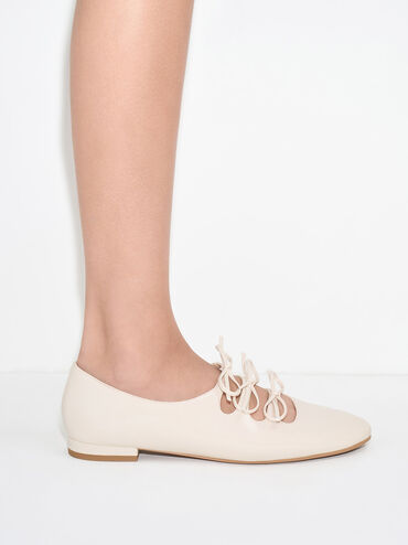 Dorri Patent Triple-Bow Ballet Flats, Chalk, hi-res