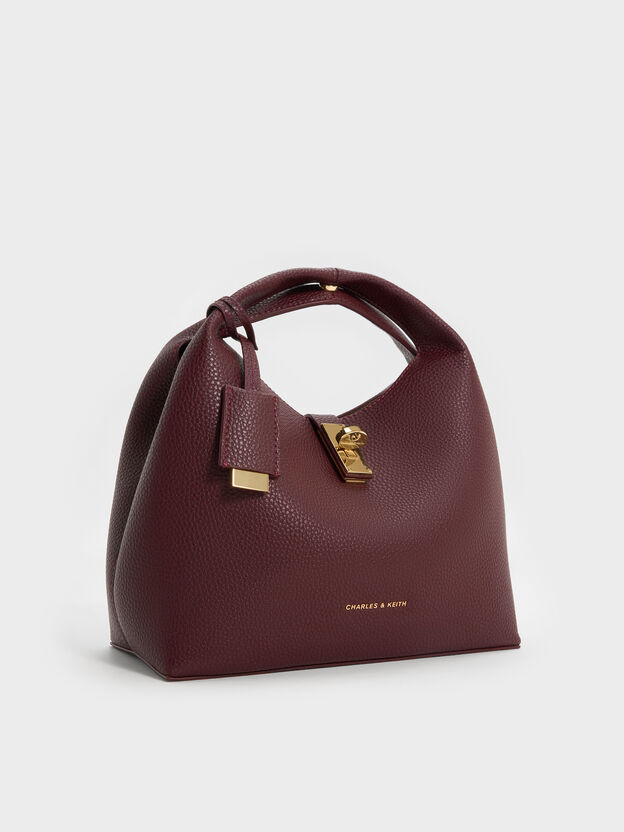 Chance Turn-Lock Bucket Bag, Wineberry Red, hi-res