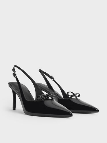 Bow Slingback Pumps, Black Box, hi-res