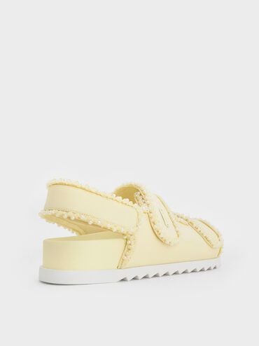 Pearl-Embellished Flatform Sandals, Butter, hi-res