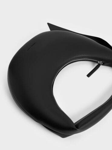 Mini Toni Knotted Crescent Hobo Bag, Noir, hi-res