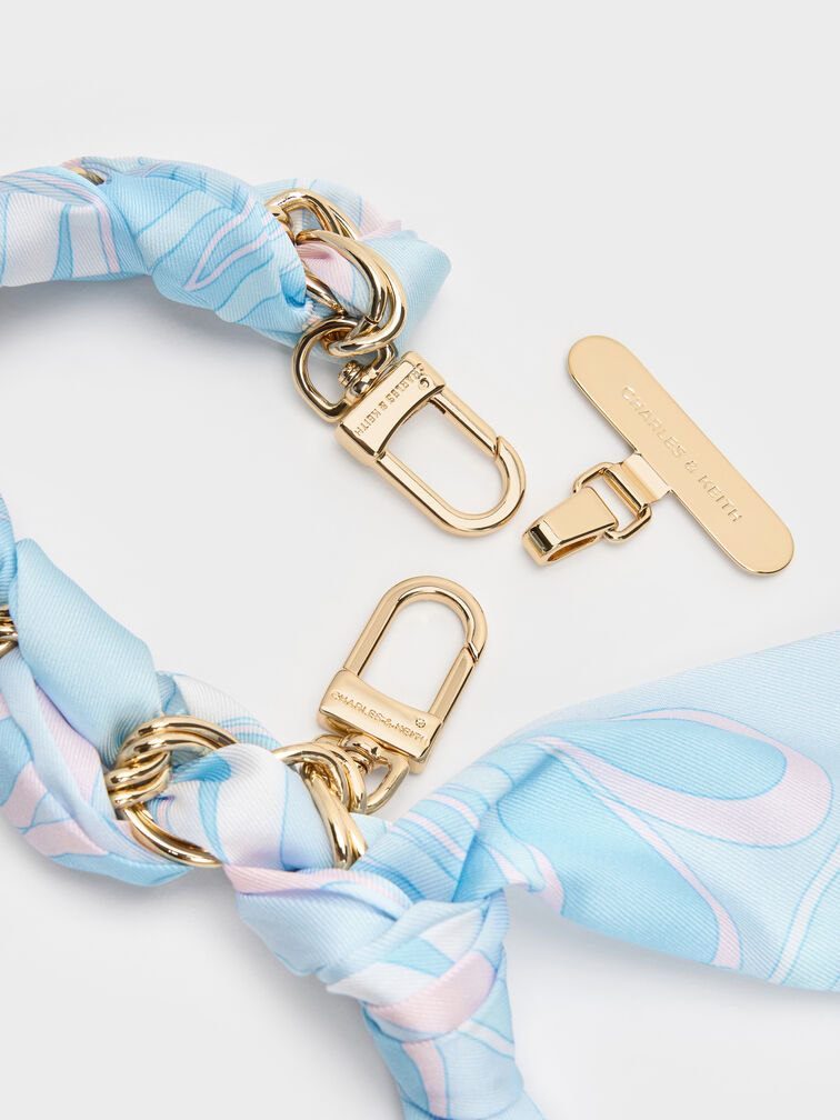 Swirl-Scarf Chain Bag Strap, Blue, hi-res